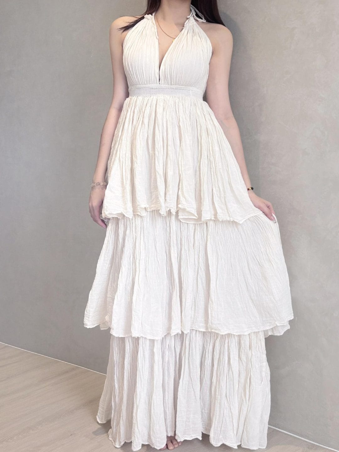 手工棉麻流苏连衣裙
