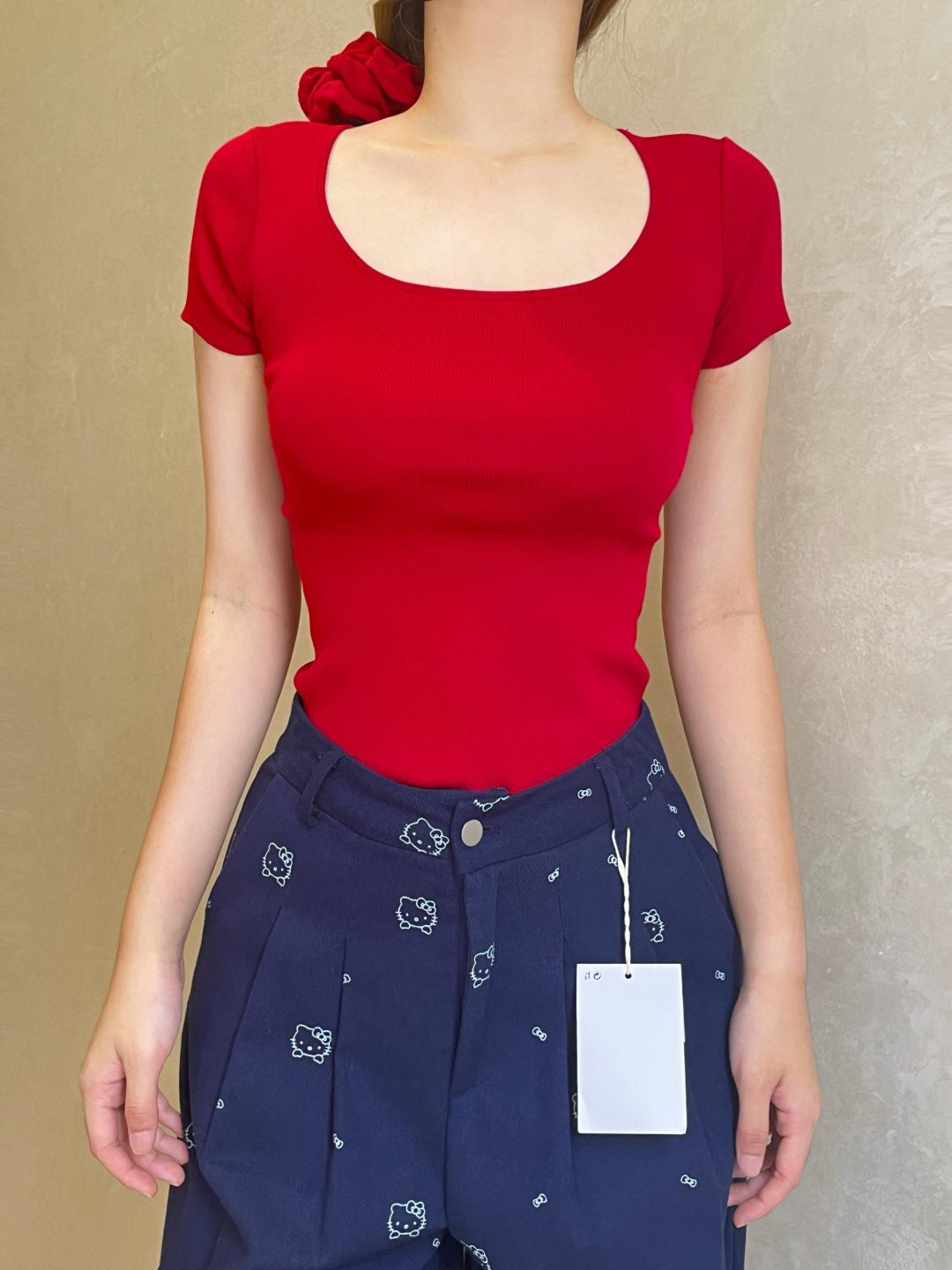 针织短袖上衣配发圈