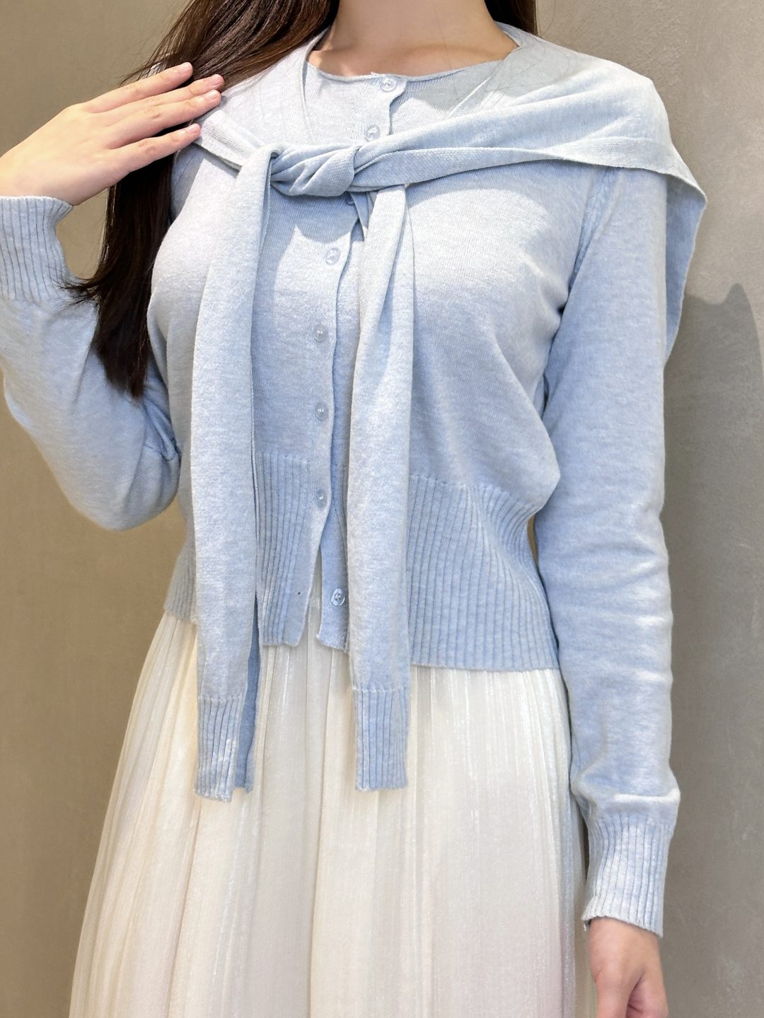 针织衫配披肩两件套