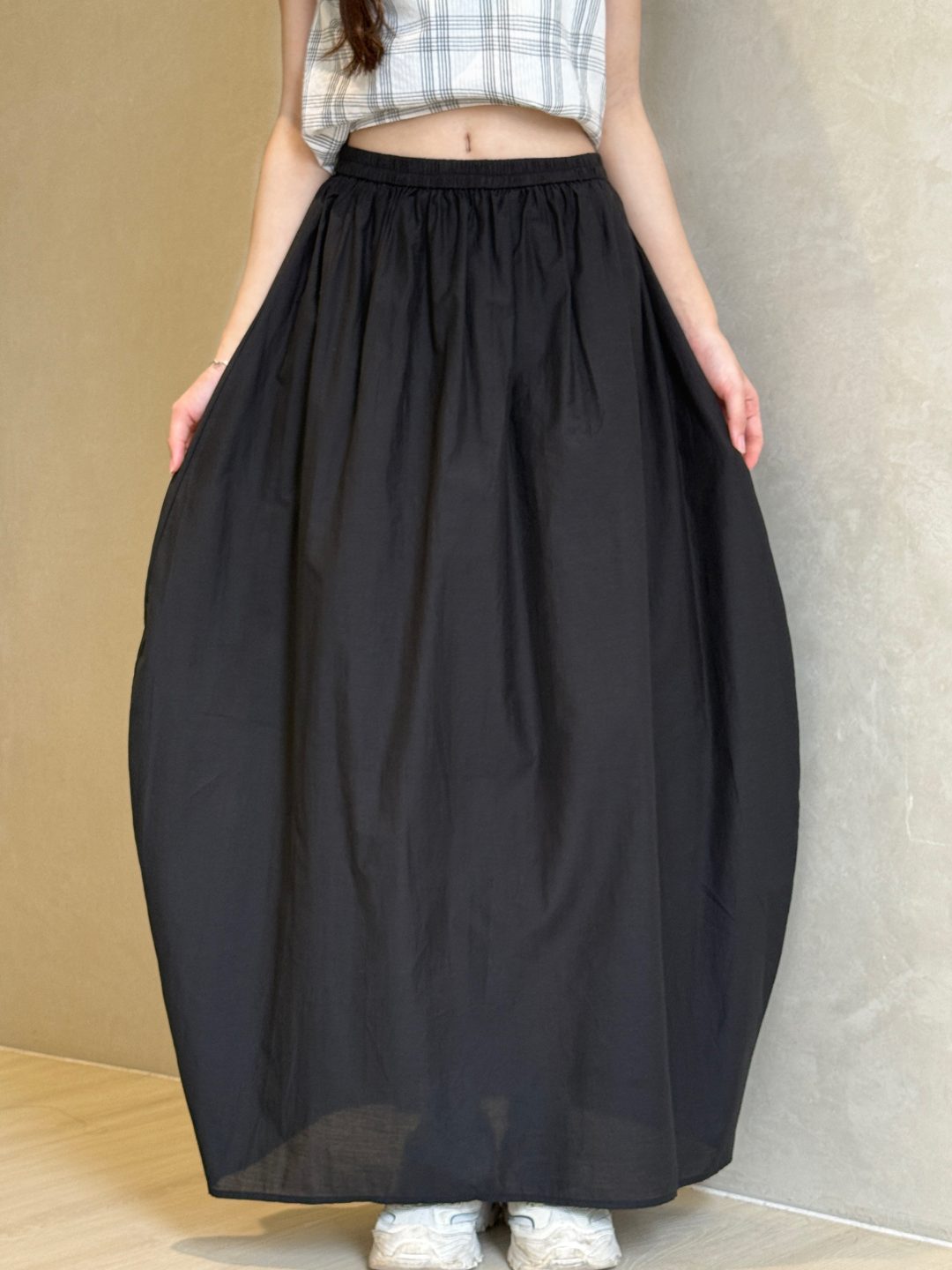 百搭松紧腰花苞半身裙